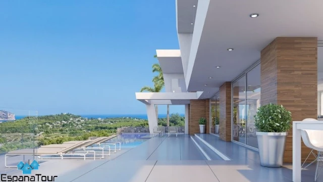 Красивая элегантная вилла с фантастическим видом на море в Хавея