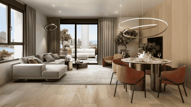 Апартаменты в новом жилом комплексе на берегу моря в Кальпе