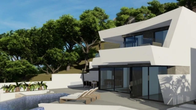 Современная вилла на берегу моря в городе Кальпе