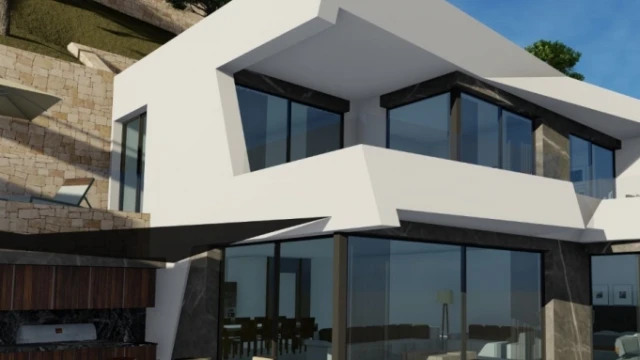 Современная вилла на берегу моря в городе Кальпе