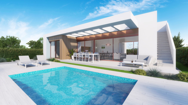 Una villa independiente con hermosas vistas en la ciudad de Orihuela