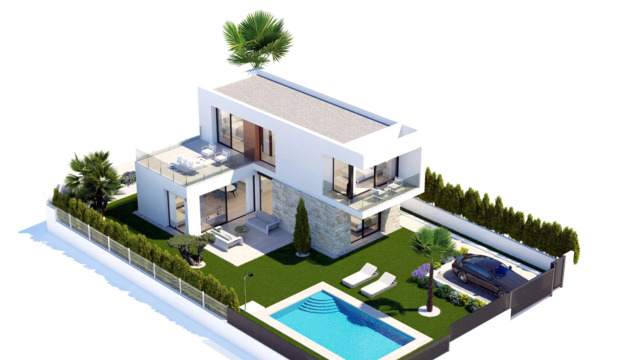 Новая вилла с шикарными видами в городе Финестрат