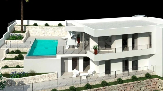 Новая современная вилла у моря в городе в Moraira