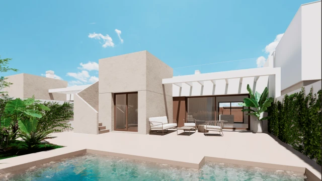 Villa con solárium en un complejo residencial en Los Alcázares