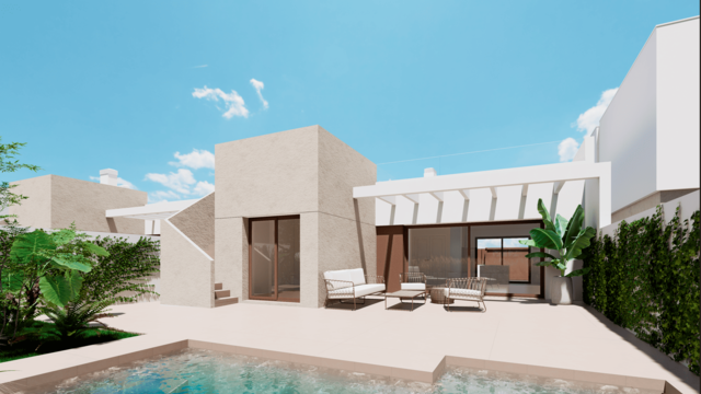 Villa con solárium en un complejo residencial en Los Alcázares