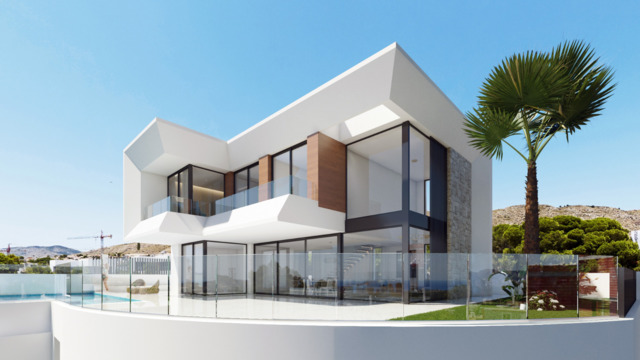 Новая вилла с шикарными видами в городе Финестрат
