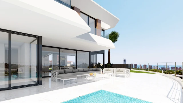 Новая вилла с шикарными видами в городе Финестрат