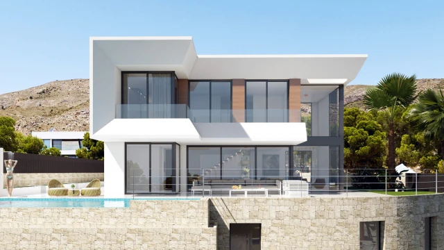 Новая вилла с шикарными видами в городе Финестрат