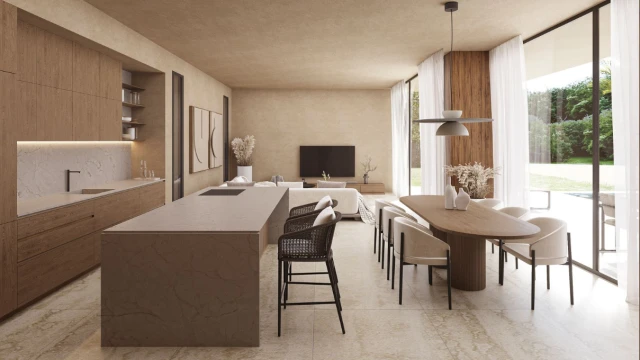 Modern one-story villa with private pool in prestigious residential area