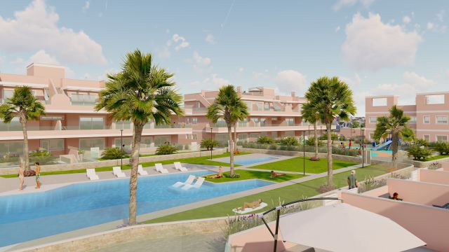 Новые апартаменты на Costa Blanca, Pilar de la Horadada: близко к морю, с бассейном и садом