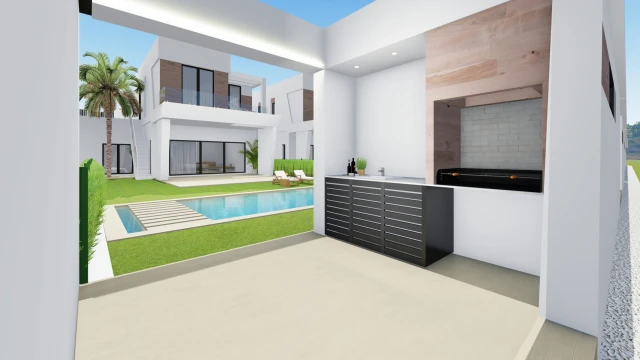 Exclusive modern villas with guest house, pool, and private garden in Alicante