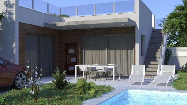 Современные одноэтажные виллы с бассейном и солярием в Рохалесе