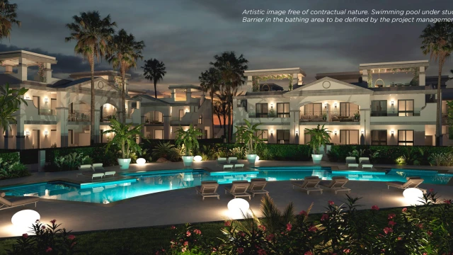 Новые апартаменты с садом и террасами в современном комплексе в Рохалесе