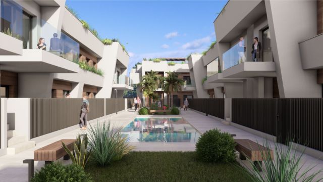 Новые бунгало в тихом районе Торре-Пачеко с бассейном и террасами