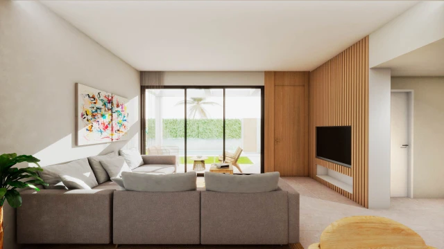 Современные новые виллы на одном уровне с солярием и бассейном в Рохалесе