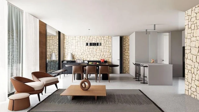 Современный дом с бассейном рядом с морем и лагунами