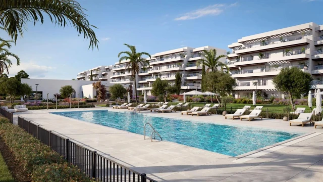 Residencial con terrazas, piscina y servicios a un paso del mar en El Verger